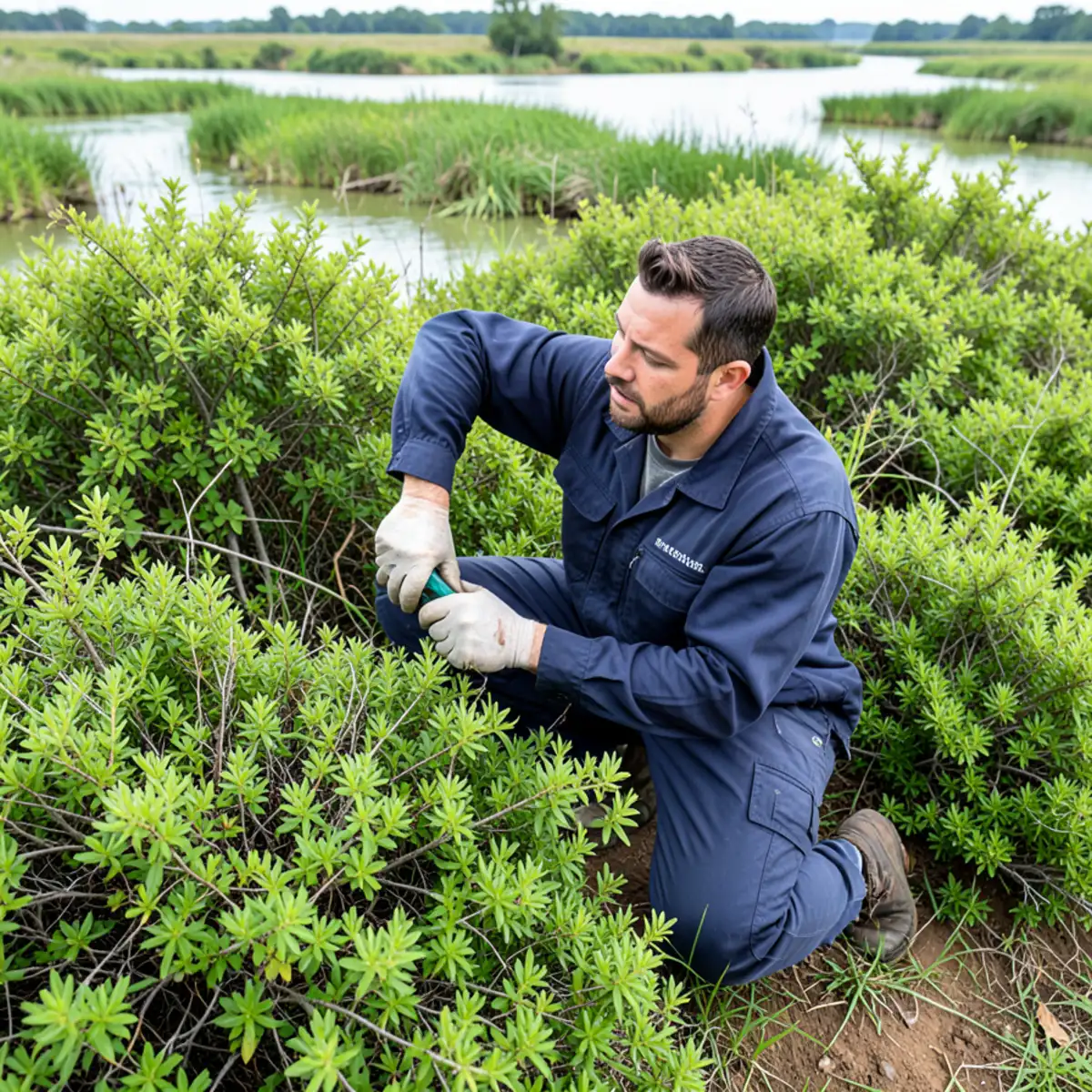 Lush green bottomland forest and wetlands along the Yellow River basin in Rockdale County