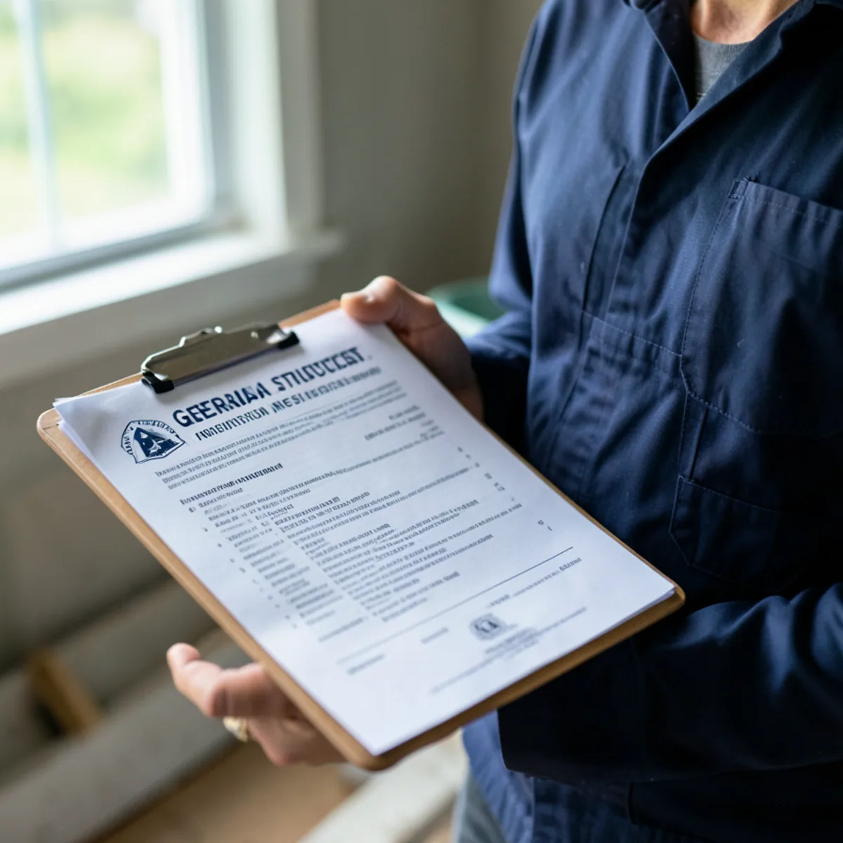Official Georgia Wood Infestation Inspection Report document placed on a clipboard